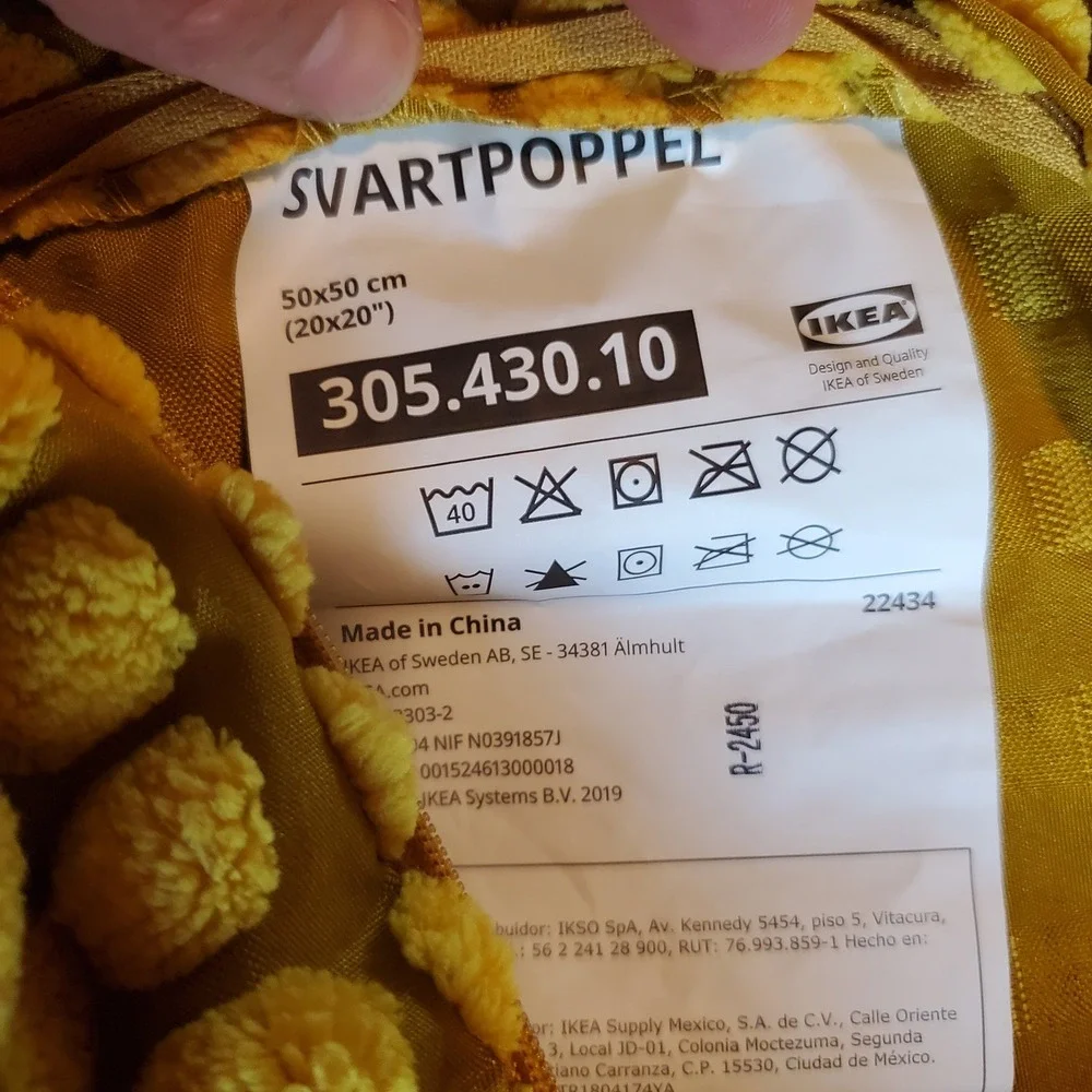 IKEA SVARTPOPPEL Mustard Yellow Popcorn Textured Cushion Cover 20x20 305.430.10
